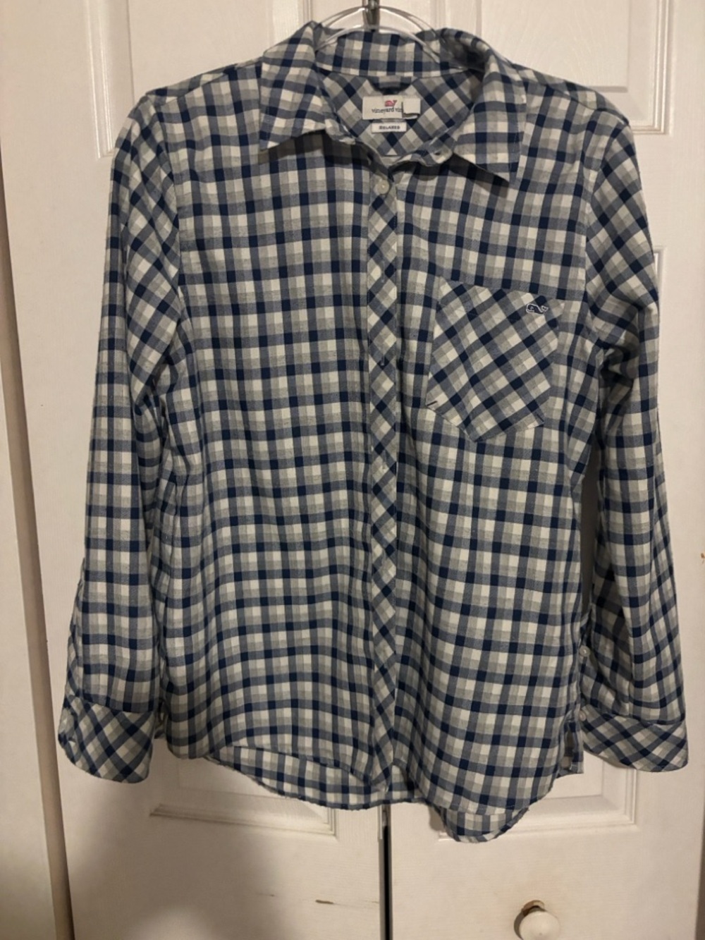 Vineyard Vines Blue and White Plaid Button-Down Shirt
